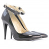 Eleganckie buty damskie 1247 lakierowane petrol perłowe