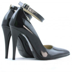 Eleganckie buty damskie 1247 lakierowane petrol perłowe