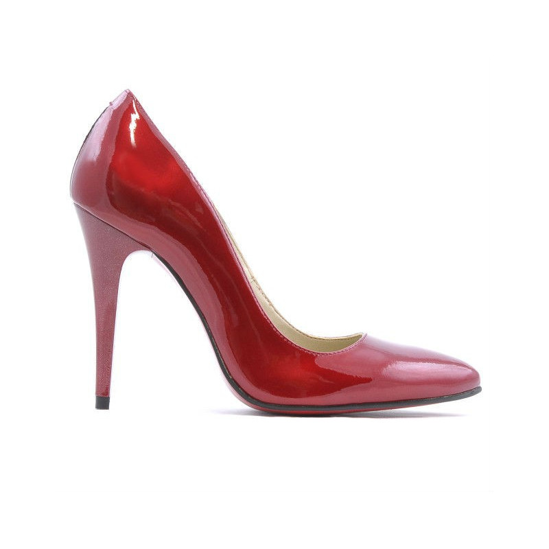 Eleganckie buty damskie 1241 lakierowane bordowe