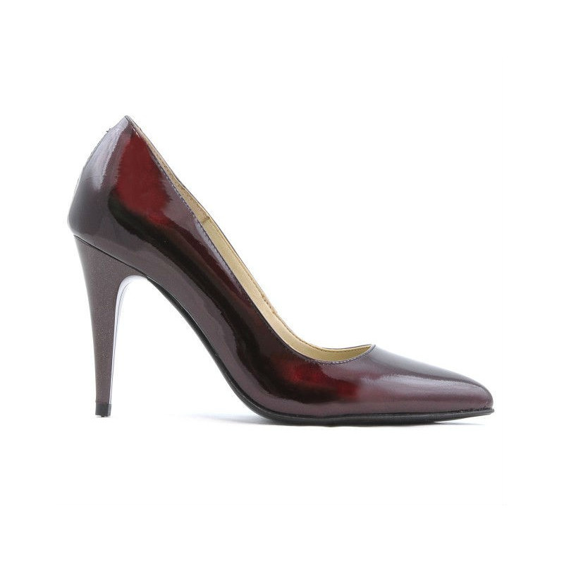 Eleganckie buty damskie 1246 lakier bordowy 01