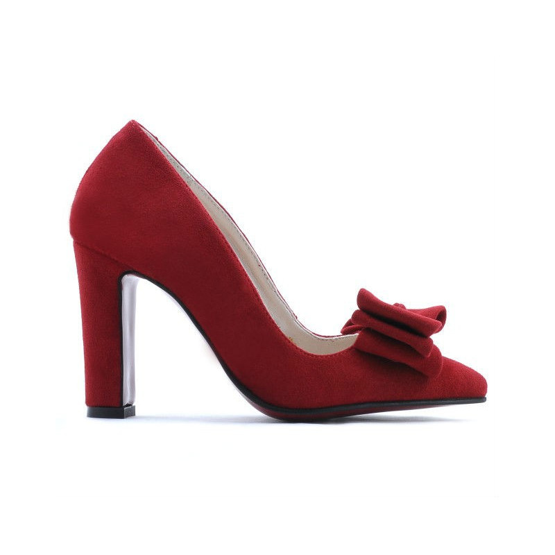 Eleganckie damskie buty 1252 czerwony zamsz