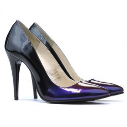 Eleganckie buty 1241 czarny+fioletowy lakier (kameleon)