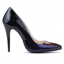 Eleganckie buty 1241 czarny+fioletowy lakier (kameleon)