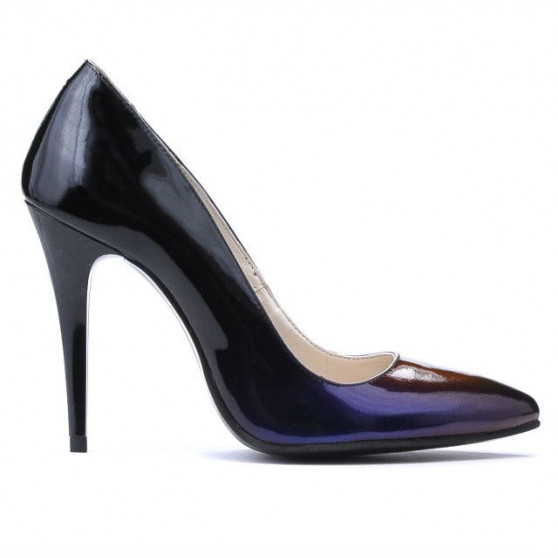 Eleganckie buty 1241 czarny+fioletowy lakier (kameleon)