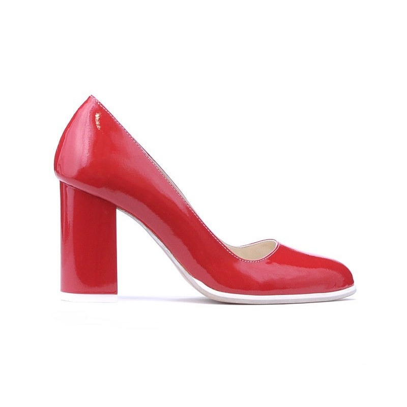 Eleganckie/casual buty damskie 1254 czerwony lakier