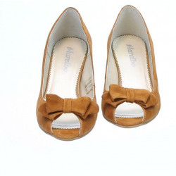 Sandały damskie 1255 camel zamsz