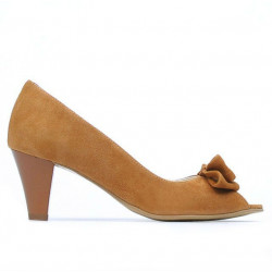 Sandały damskie 1255 camel zamsz