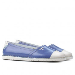 Baleriny damskie 7003 niebieskie kombinowane