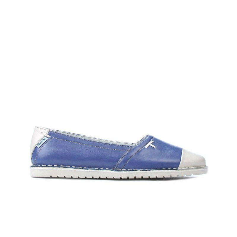Baleriny damskie 7003 niebieskie kombinowane