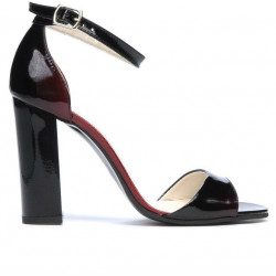 Damskie sandały 1259 lakierowane bordo+czarne