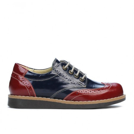 Buty dziecięce 154 lakierowane bordowo kombinowane
