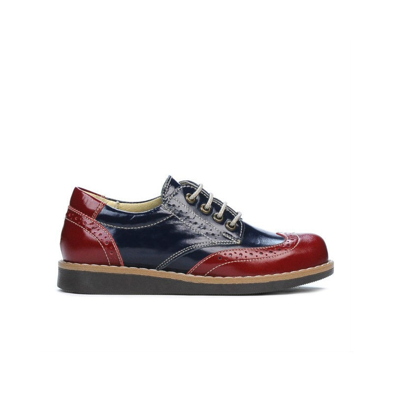 Buty dziecięce 154 lakierowane bordowo kombinowane
