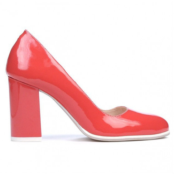 Eleganckie/casualowe buty damskie 1254 lakierowane czerwone koralowe