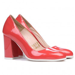 Eleganckie/casualowe buty damskie 1254 lakierowane czerwone koralowe