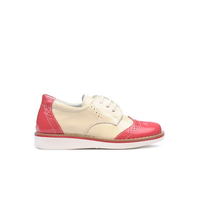 Buty dla małych dzieci 60c lakier różowy+bej