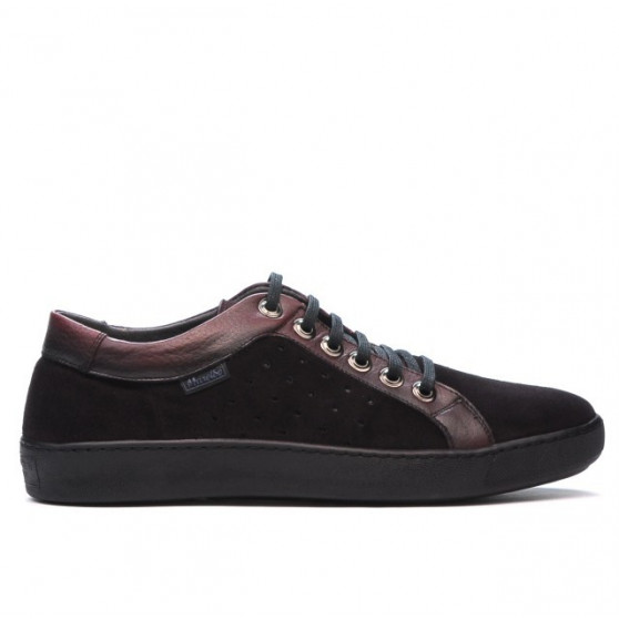Casual/sportowe półbuty męskie 841 bordo kombinowany