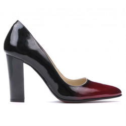 Eleganckie buty damskie 1261 lakier bordo+czarny