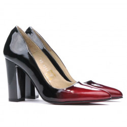 Eleganckie buty damskie 1261 lakier bordo+czarny