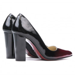 Eleganckie buty damskie 1261 lakier bordo+czarny