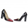 Eleganckie buty damskie 1261 lakier bordo+czarny