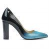 Eleganckie damskie buty 1261 lakier niebiesko-czarny