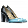 Eleganckie damskie buty 1261 lakier niebiesko-czarny