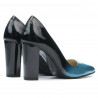 Eleganckie damskie buty 1261 lakier niebiesko-czarny