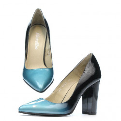 Eleganckie damskie buty 1261 lakier niebiesko-czarny