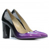 Elegantne buty damskie 1261 lakierowane fioletowe + czarne