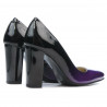 Elegantne buty damskie 1261 lakierowane fioletowe + czarne