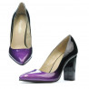 Elegantne buty damskie 1261 lakierowane fioletowe + czarne