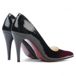 Eleganckie buty damskie 1246 bordo + czarny lakier