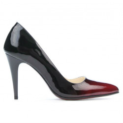 Eleganckie buty damskie 1246 bordo + czarny lakier