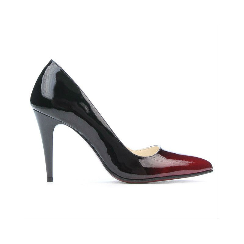Eleganckie buty damskie 1246 bordo + czarny lakier