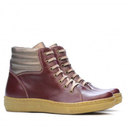 Botki damskie 3310 bordo kombinowany