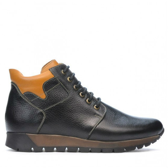 Buty męskie 495 czarne+brązowe