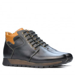 Buty męskie 495 czarne+brązowe