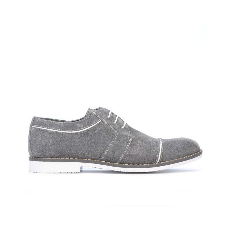 Casualne/eleganckie buty męskie 749 szary welur+białe