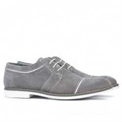 Casualne/eleganckie buty męskie 749 szary welur+białe