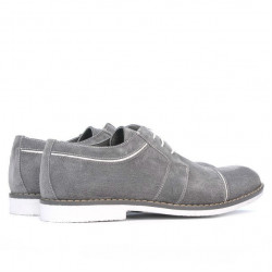 Casualne/eleganckie buty męskie 749 szary welur+białe