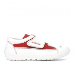 Buty dziecięce 107 biało-czerwone zamszowe