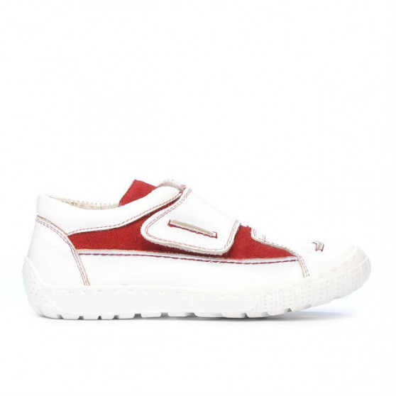 Buty dziecięce 107 biało-czerwone zamszowe