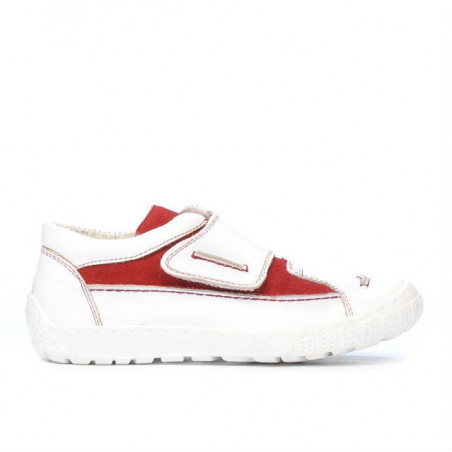 Buty dziecięce 107 biało-czerwone zamszowe
