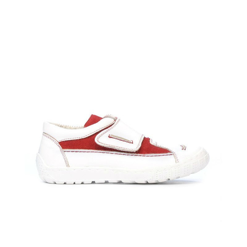 Buty dziecięce 107 biało-czerwone zamszowe