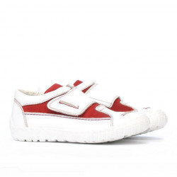 Buty dziecięce 107 biało-czerwone zamszowe