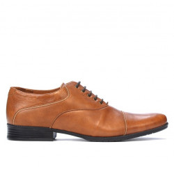 Buty casual/eleganckie męskie 738 brąz woskowany