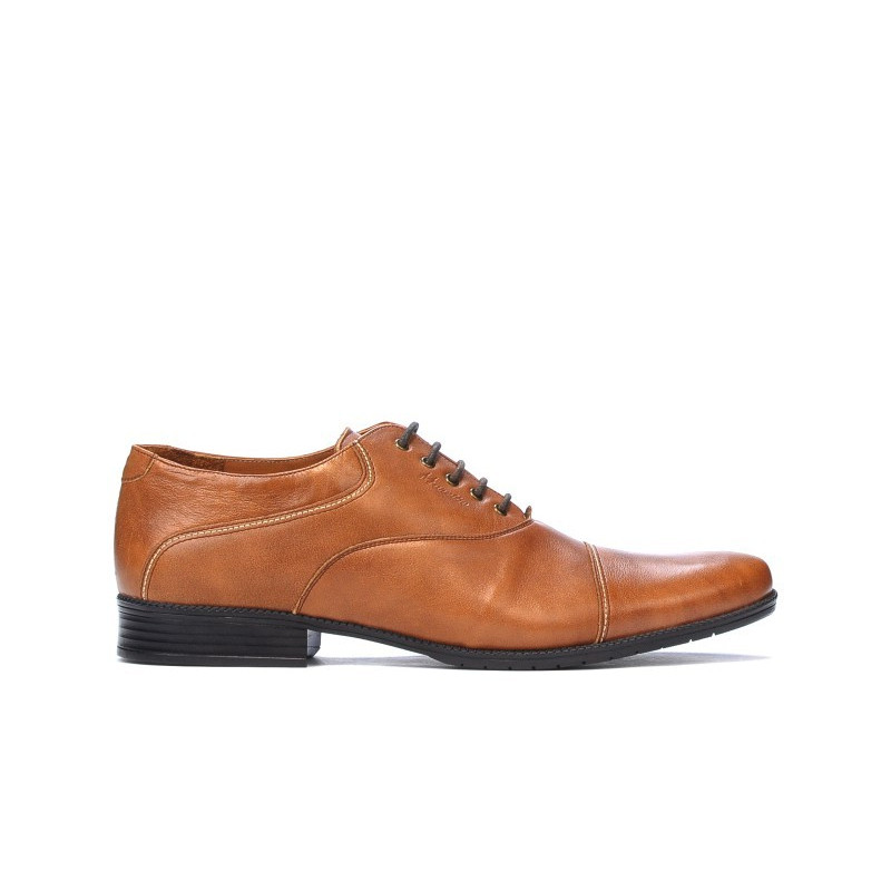Buty casual/eleganckie męskie 738 brąz woskowany