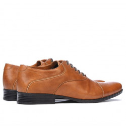 Buty casual/eleganckie męskie 738 brąz woskowany