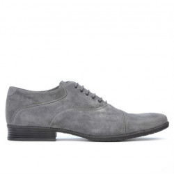 Buty casual/eleganckie męskie 738 szare zamszowe