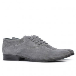 Buty casual/eleganckie męskie 738 szare zamszowe